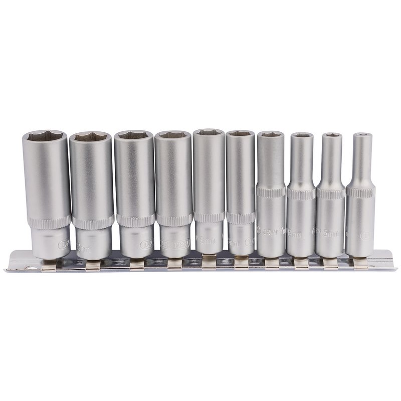Metric Deep Socket on Metal Rail, 1/4″ Sq. Dr. (10 Piece) – SAFTEC
