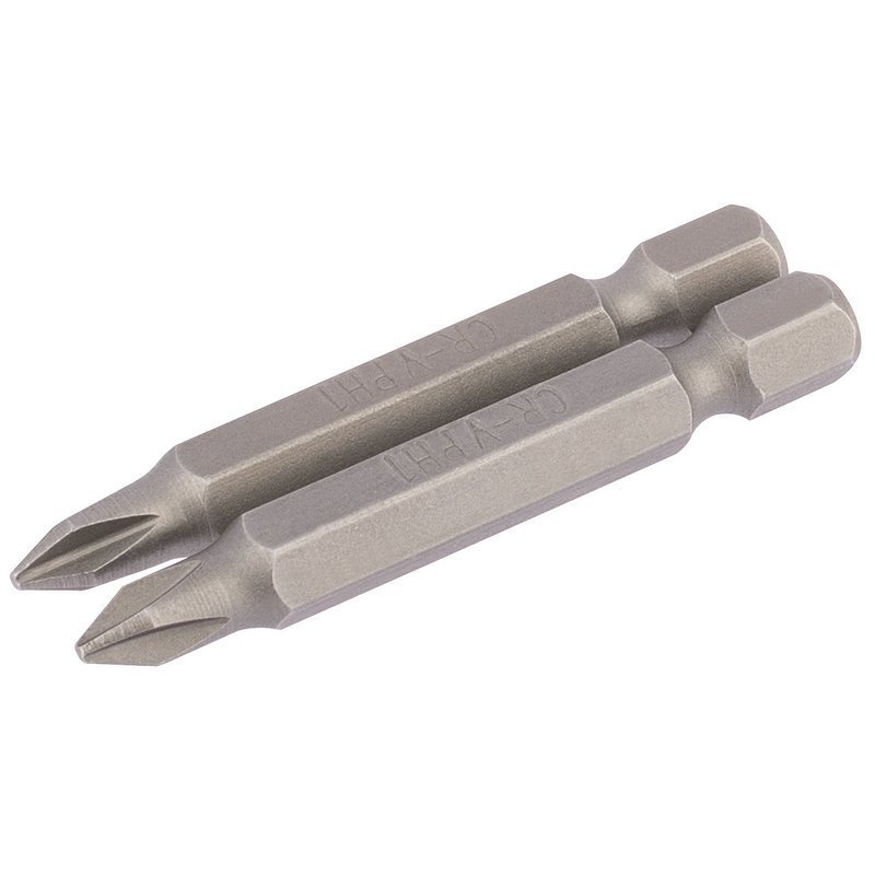 Cross Slot Insert Bit, 1/4″ Hex, 50mm Long, No.1 (Pack of 2) – SAFTEC