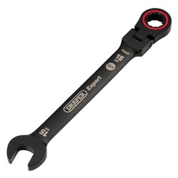Draper Expert HI-TORQ® Metric Flexible Head Ratchet Combination Spanner, 15mm, Black