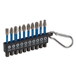 Draper Expert Impact Screwdriver Bit Set, 50mm, 1/4" Hex (10 Piece)
