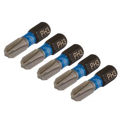 Draper Expert Cross Slot/PH Type Impact Screwdriver Bits, No.3 x 25mm, 1/4" Hex (Pack of 5)