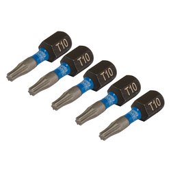 Draper Expert TX-STAR® Impact Screwdriver Bits, T10 x 25mm, 1/4" Hex (Pack of 5)