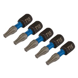 Draper Expert TX-STAR® Impact Screwdriver Bits, T15 x 25mm, 1/4" Hex (Pack of 5)