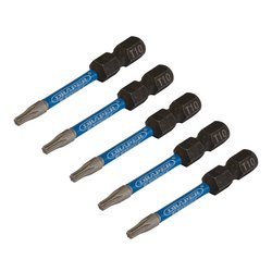 Draper Expert TX-STAR® Impact Screwdriver Bits, T10 x 50mm, 1/4" Hex (Pack of 5)