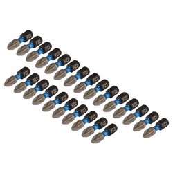 Draper Expert PZ-Type Impact Screwdriver Bits, No.2 x 25mm, 1/4" Hex (Pack of 25)