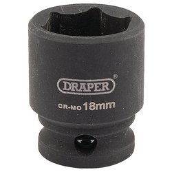 Draper HI-TORQ® 6 Point Impact Socket, 3/8" Sq. Dr., 18mm