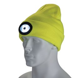 Beanie Hat with Rechargeable Torch, One Size, 1W, 100 Lumens, High-vis Yellow<br><br>