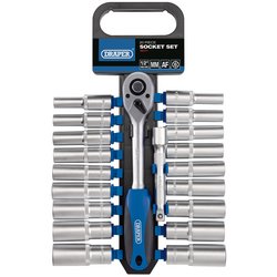 Combined MM/AF Deep Socket and Ratchet Set, 1/2" Sq. Dr. (20 Piece)
