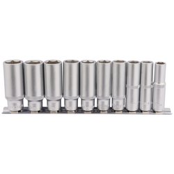 Deep Socket Set on Metal Rail, 3/8" Sq. Dr. (10 Piece)