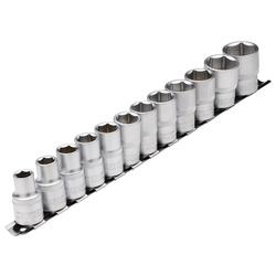 Socket Set on Metal Rail, 1/2" Sq. Dr. (12 Piece)