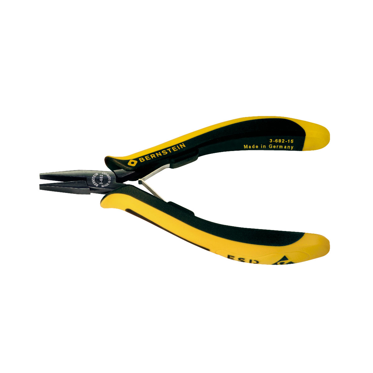 ESD flat nose pliers EUROline dissipative 130 mm smooth gripping jaws