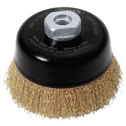 Draper Expert Brassed Steel Crimped Wire Cup Brush, 100mm, M14