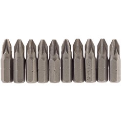 PZ Type Insert Bit, 1/4" Hex, 25mm Long, No.2 (Pack of 10)