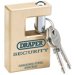 Draper Expert Close Shackle Solid Brass Padlock with Hardened Steel Shackle, 2 Keys, 63mm