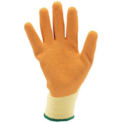 Heavy Duty Latex Coated Work Gloves, Large, Orange