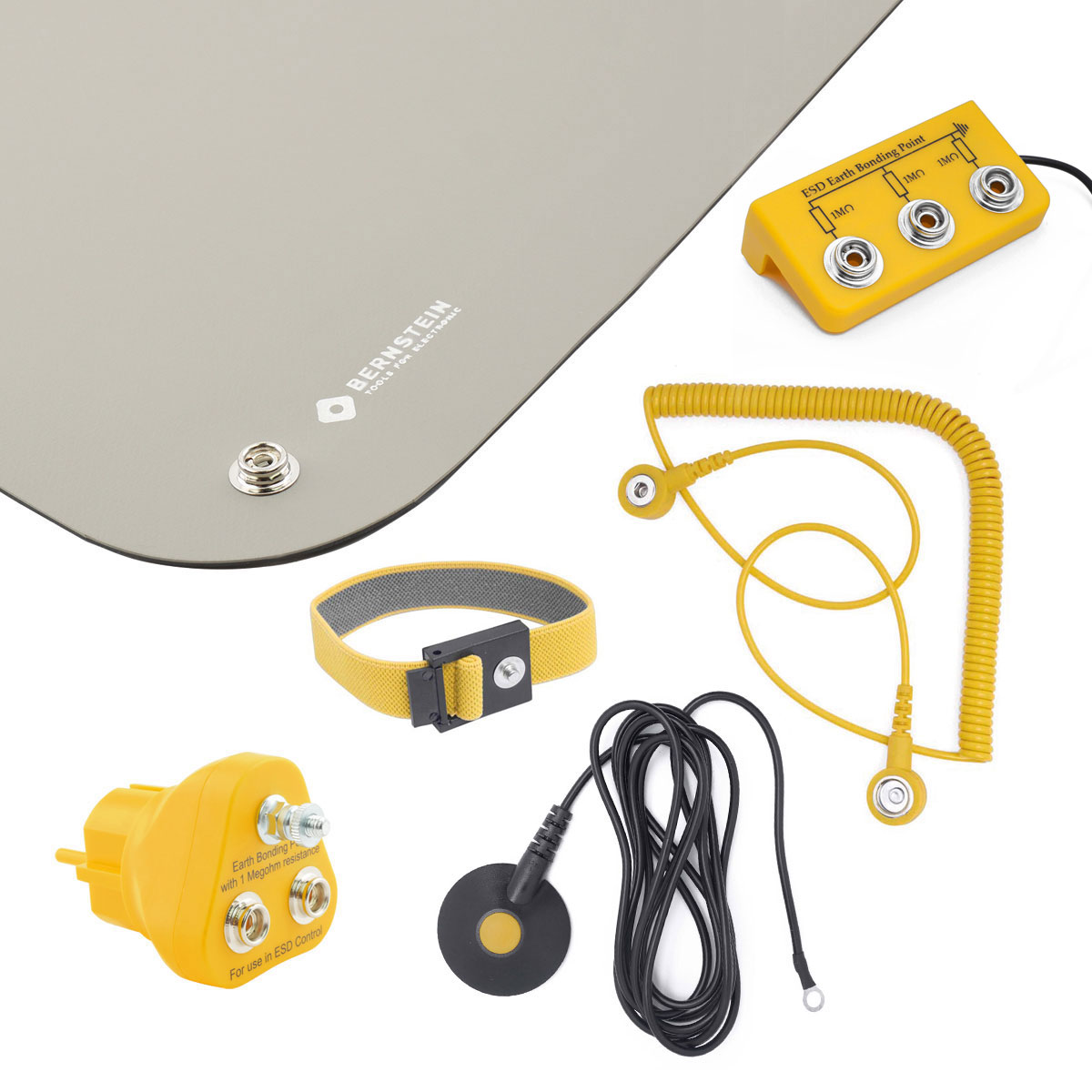 ESD handling set 6 pcs gray (900x610x2) bracelet 2 cable 2 grounding plug